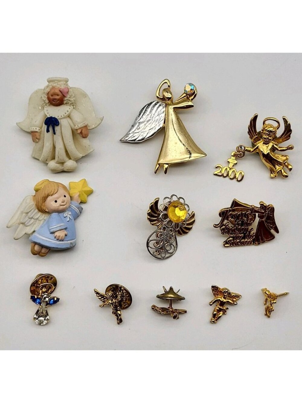 Vintage Angel Jewelry lot Herald angels pin brooch whimsical Christian Christmas